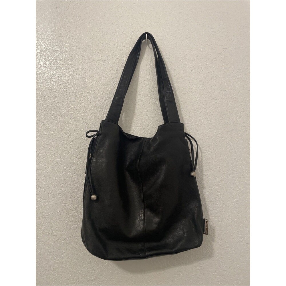 FION Young Leather Shoulder Bag Designer Handbag Black Hobo Tote